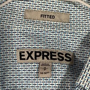 Y2K Express Fitted Shirt Geometric Print Long Sleeve Button‎ Down Mens 14-14 1/2